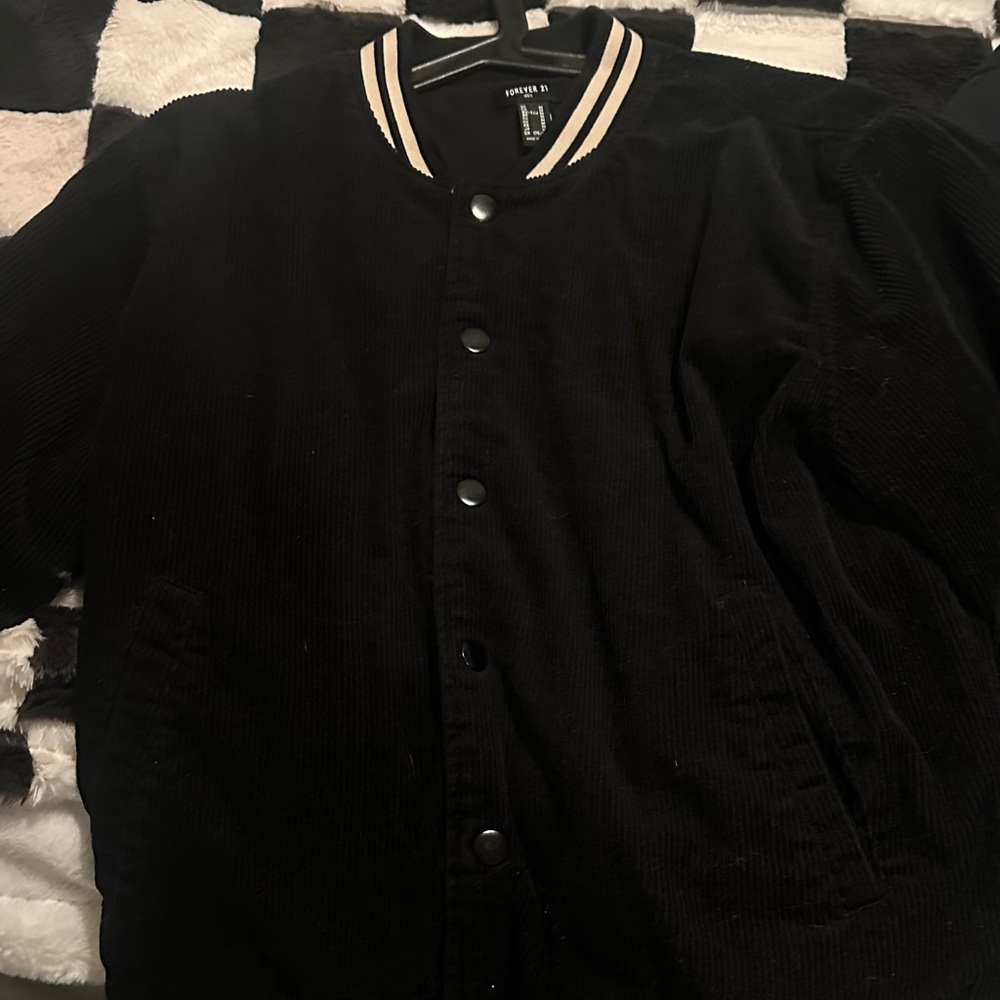 Forever 21 Black Corduroy Bomber Jacket